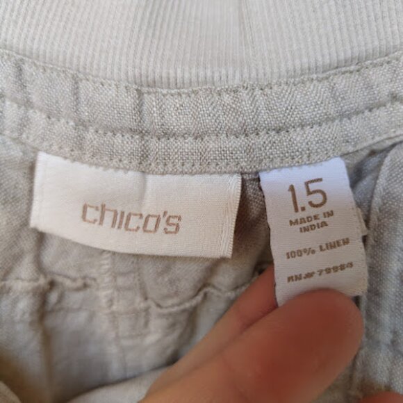 CHICOS 100% Linen Casual Straight Leg Drapey Khaki Pants Summer Resort 1.5/10 - Picture 11 of 12